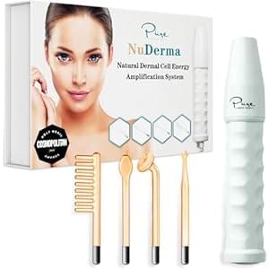 NuDerma Handheld Skin Therapy Wand Machine w/Neon – Anti-Aging – Skin Tightening – Wrinkle Reducing – Dark Circles – Clarifying – Hair & Scalp Stimulator