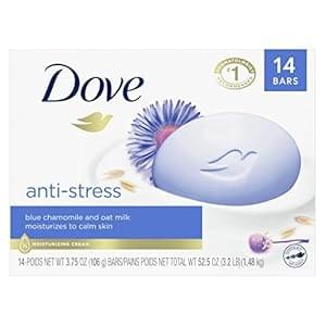 Dove Beauty Bar Gentle Cleanser Moisturizes To Calm Skin Anti-Stress Cream Bar Gentle Bar Soap Cleanser Made With 1/4 Moisturizing Cream 3.75 oz 14 Count