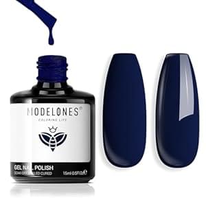modelones Blue Gel Nail Polish, 15ML Navy Blue Color Soak Off Uv LED Nail Lamp Gel Polish, Presidents’ Day Patriotic Gel Polish Nail Art Design Manicure Salon DIY Salon Gel