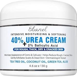 Ebanel Urea Cream 40% plus Salicylic Acid 2%, Foot Cream for Dry Cracked Heels Feet Knees Elbows Hands, Foot Dead Skin Cuticle Callus Remover Toenail Softener, Keratolytic Skin Barrier Repair